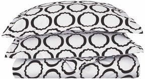 Superior Scroll Park Cotton and Polyester Blend Modern Geometric Duvet Cover Set -White/black