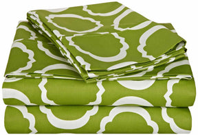 Superior Scroll Park Decorative Cotton-Blend Sheet Set - Green/white