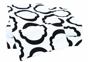 Superior Scroll Park Decorative Cotton-Blend Sheet Set - White/black