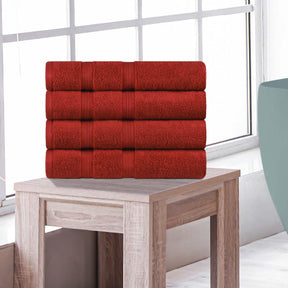  Superior Smart Dry Zero Twist Cotton 4-Piece Bath Towel Set - Crimson