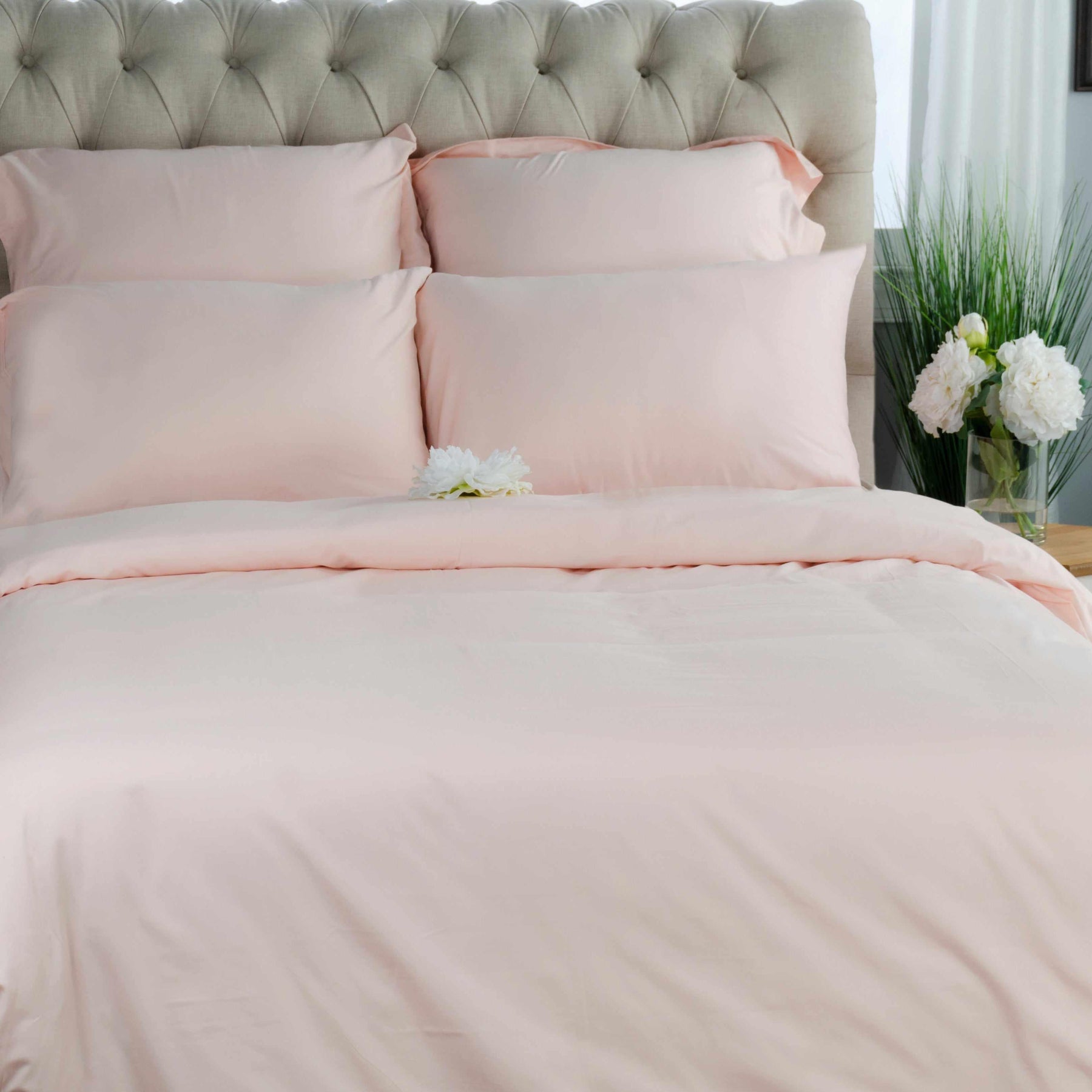  Solid Essentials Cotton Blend 2-Piece Pillowcase Set - Peach