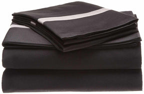 Superior Solid Luxurious 300-Thread Count Cotton Deep Pocket Bed Sheet Set - Black/Grey
