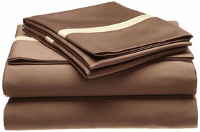  Superior Solid Luxurious 300-Thread Count Cotton Deep Pocket Bed Sheet Set - Mocha/Honey