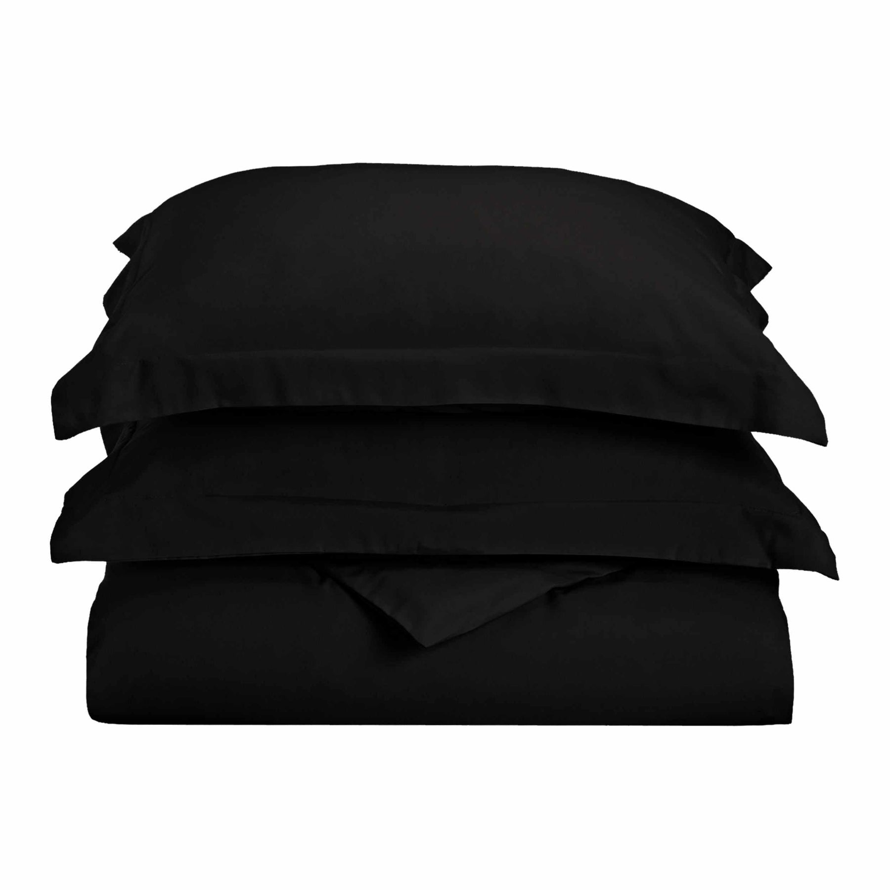  Superior Solid Microfiber Wrinkle Resistant Duvet Cover Set - Black