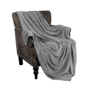 Fleece Plush Medium Weight Fluffy Soft Decorative Blanket Or Throw - Grey