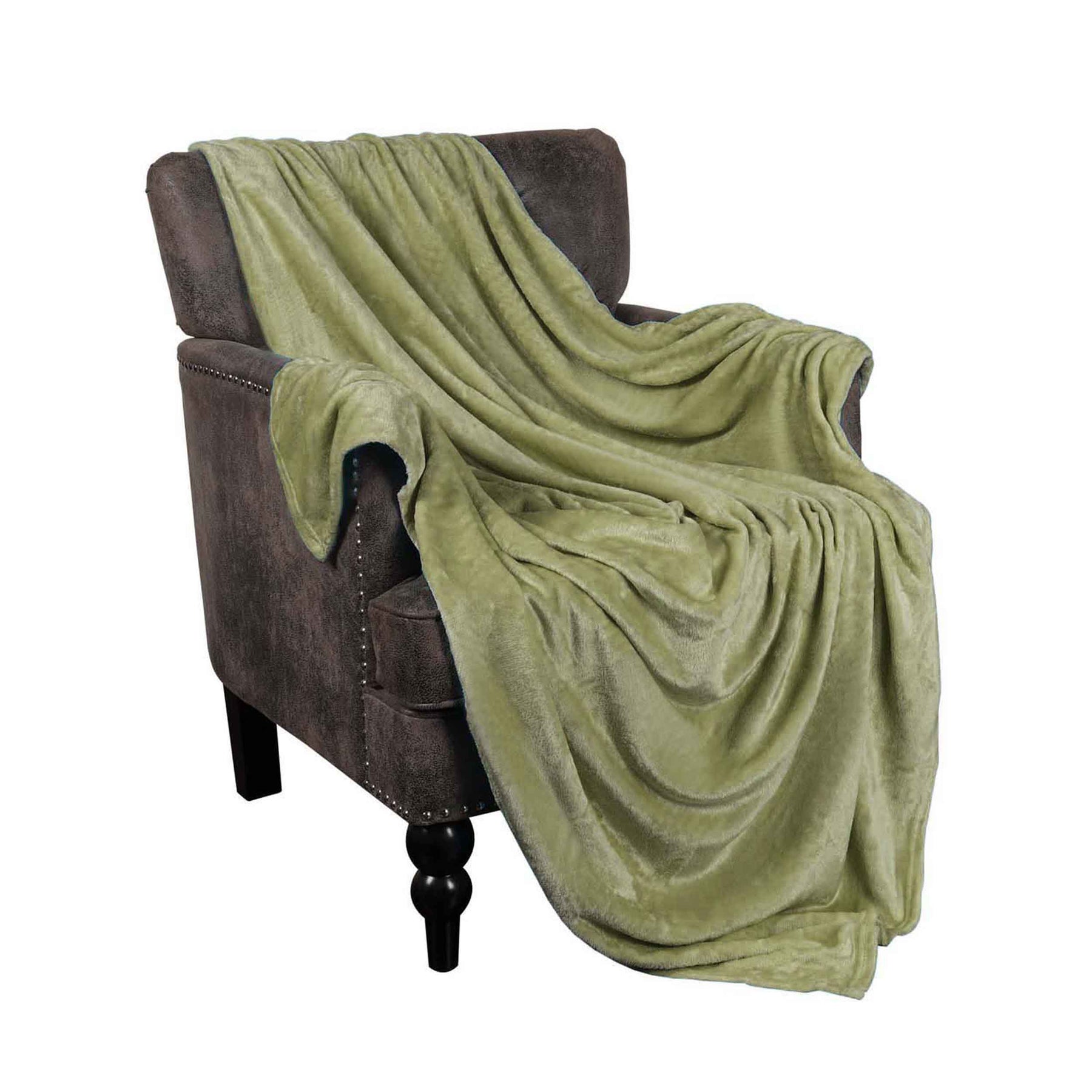 Fleece Plush Medium Weight Fluffy Soft Decorative Blanket Or Throw - Sage