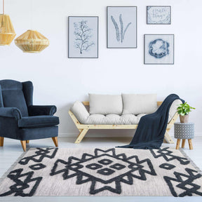 Bohemian Wool Geometric Medallion Fringe Indoor Area or Runner Rug-Rugs by Superior-Home City Inc