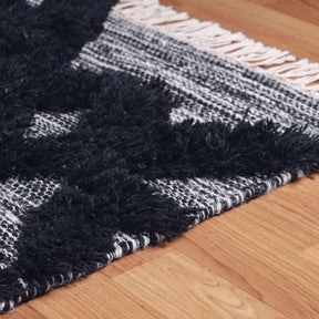 Superior Bohemian Wool Geometric Medallion Fringe Indoor Area or Runner Rug-Rugs-Superior-Black-Ivory-2.6 ft. x 10 ft.-Home City Inc