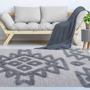 Superior Bohemian Wool Geometric Medallion Fringe Indoor Area or Runner Rug-Rugs-Superior-Black-Ivory-2.6 ft. x 10 ft.-Home City Inc