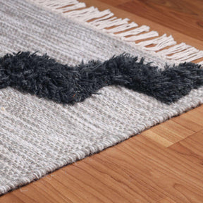 Superior Casual Wool Lattice Fringe Indoor Area or Runner Rug - Charcoal
