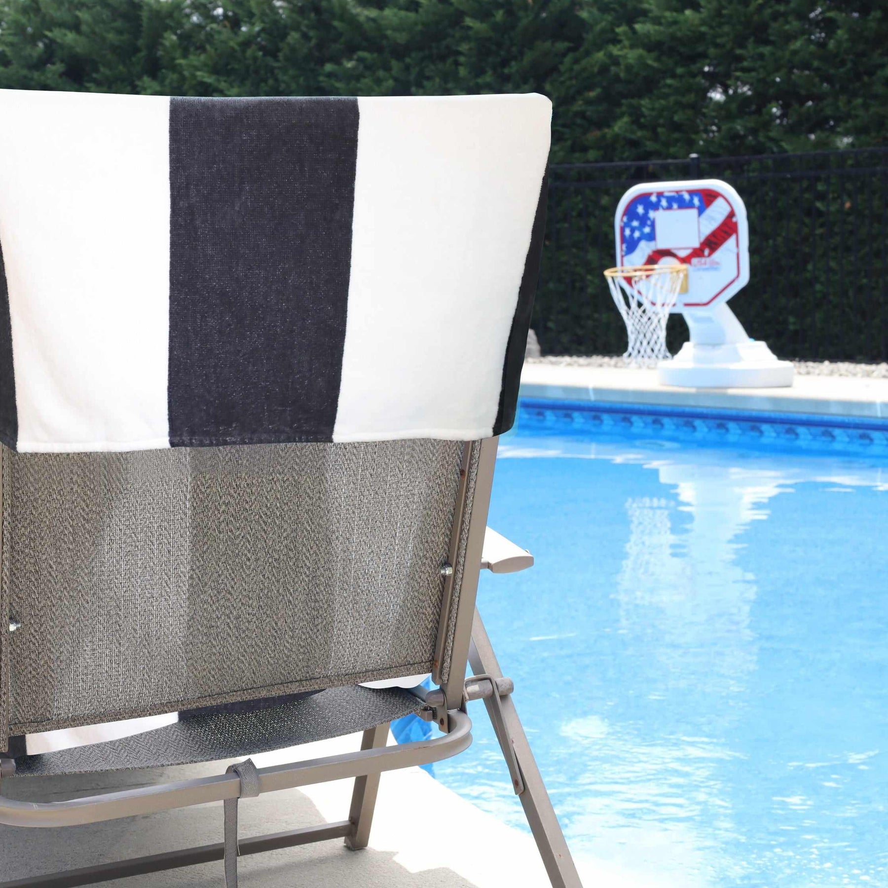 Superior Cotton Standard Size Cabana Stripe Chaise Lounge Chair Cover - Charcoal