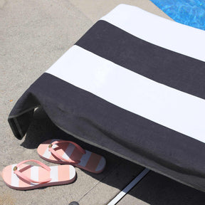 Superior Cotton Standard Size Cabana Stripe Chaise Lounge Chair Cover - Charcoal