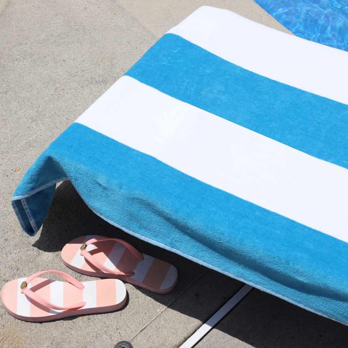 Superior Cotton Standard Size Cabana Stripe Chaise Lounge Chair Cover - Turquoise