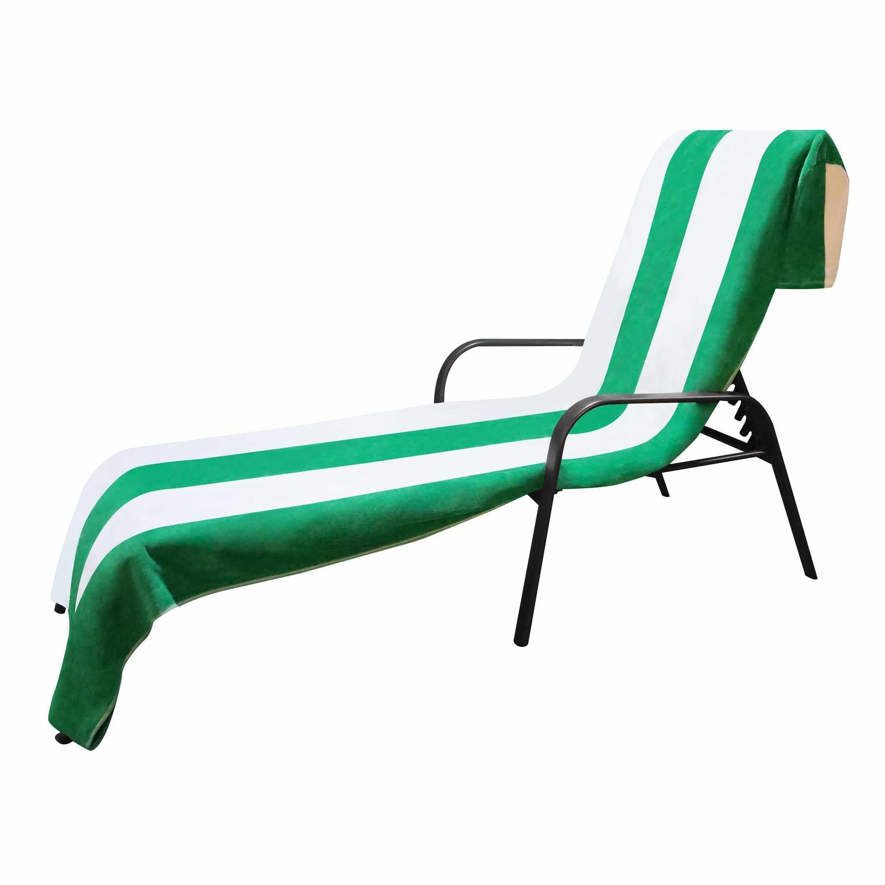 Superior Cotton Standard Size Cabana Stripe Chaise Lounge Chair Cover - Green