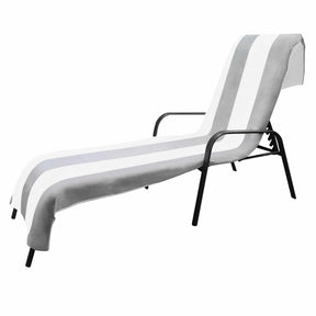Superior Cotton Standard Size Cabana Stripe Chaise Lounge Chair Cover - Light Grey