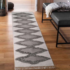  Superior Eclectic Wool Abstract Geometric Fringe Indoor Area or Runner Rug - Slate