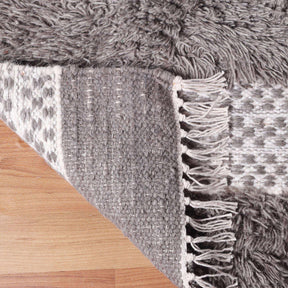  Superior Farmhouse Wool Geometric Stripe Fringe Indoor Area or Runner Rug - Grey-Silver