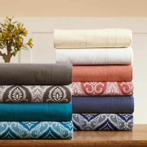  Superior Fleur-de-Lis Deep Pocket Cotton Flannel Sheet Set -Charcoal
