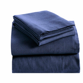 Superior Fleur-de-Lis Deep Pocket Cotton Flannel Sheet Set - Navy Blue