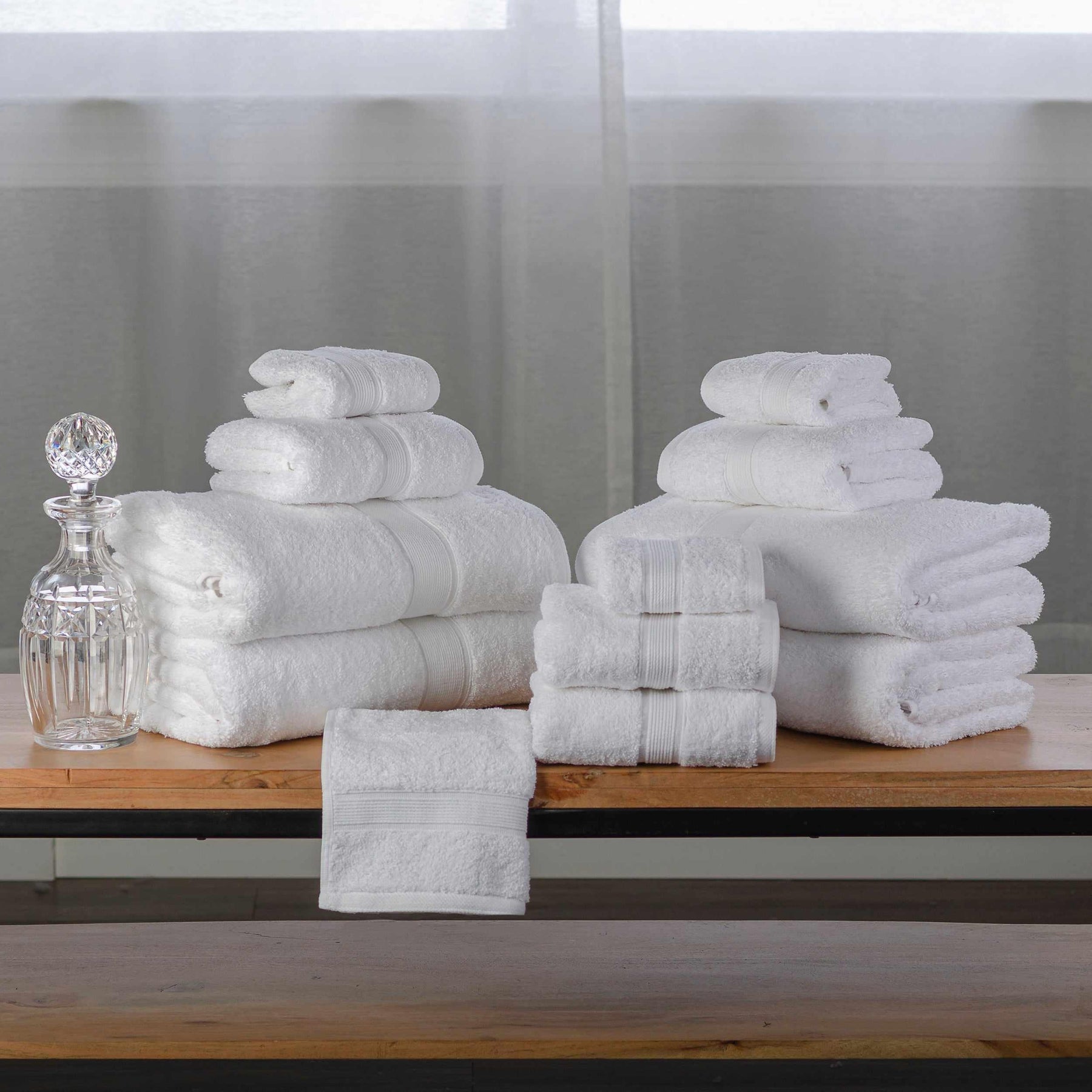 Modern Organic Solid 650 GSM 12- Pieces Towel Set - White
