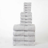  Organic Cotton Plush Solid Assorted 12 Piece Towel Set - Silver