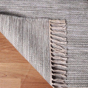 Superior Southwestern Wool Abstract Line Geometric Fringe Area or Runner Rug  - Slate