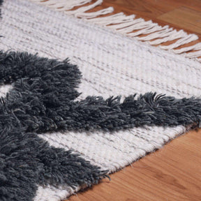 Superior Southwestern Wool Abstract Line Geometric Fringe Area or Runner Rug  - Charcoal