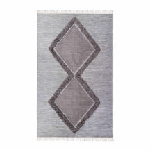 Superior Southwestern Wool Abstract Line Geometric Fringe Area or Runner Rug- Slate