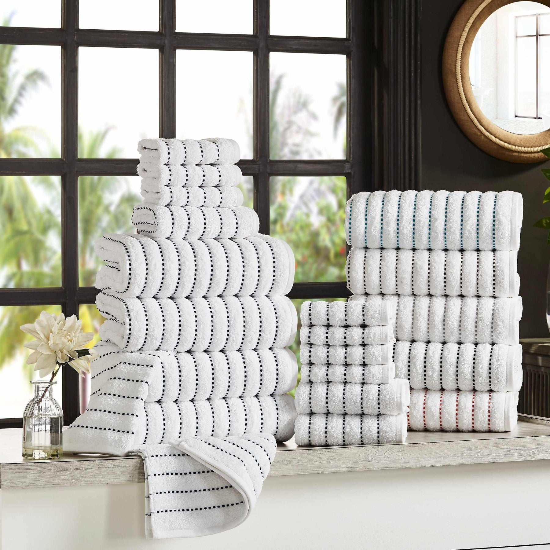 Traditional Organic Wave 650 GSM 16- Pieces Towel Set - Navy Blue