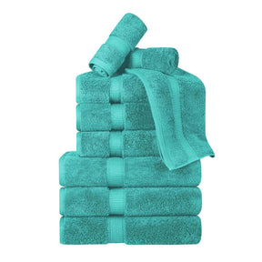Superior Egyptian Cotton Plush Heavyweight Absorbent Luxury Soft 9-Piece Towel Set - Turquoise
