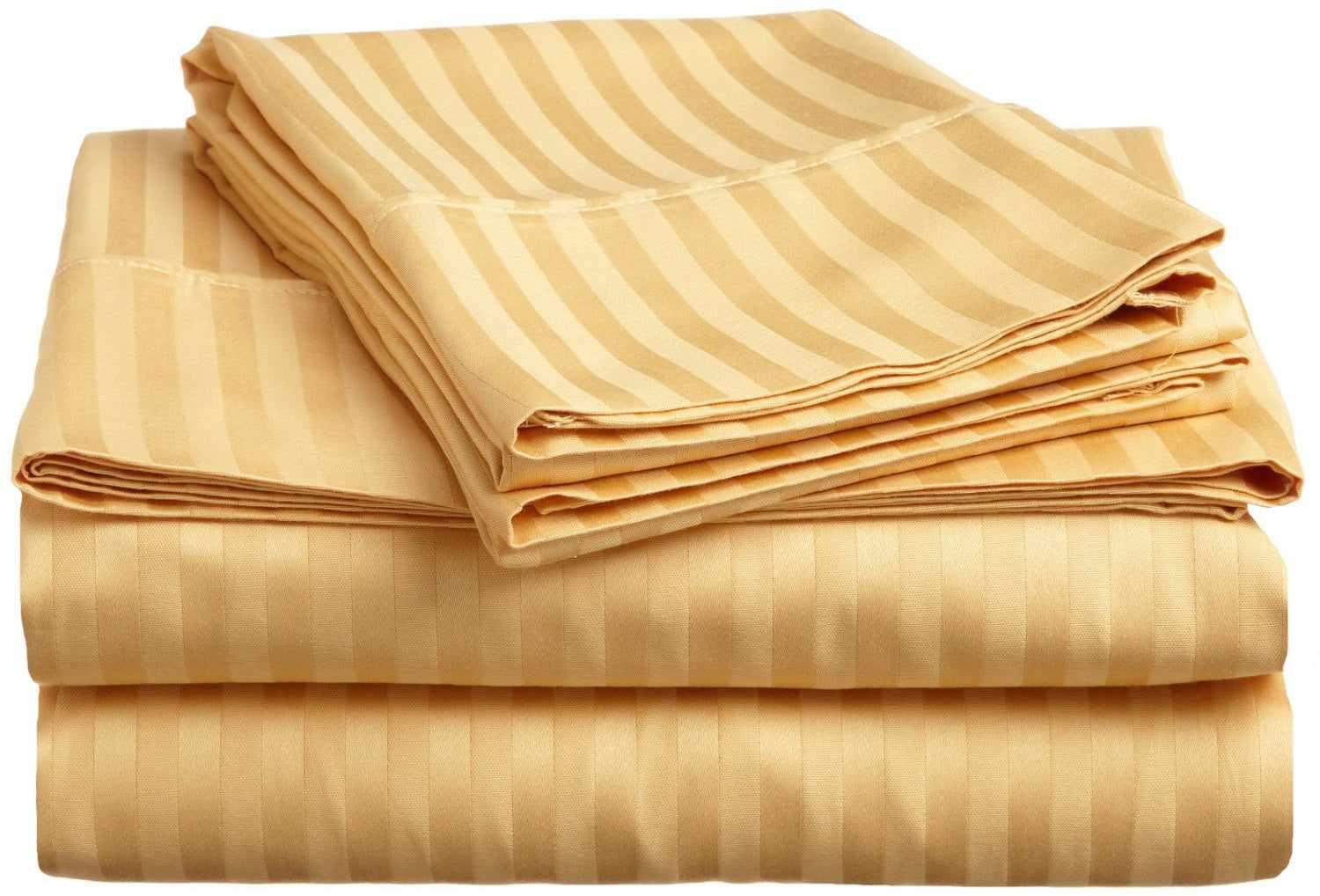 Traditional 300-Thread Count Stripe Egyptian Cotton Waterbed Sheet Set - Gold