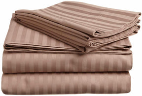 Traditional 300-Thread Count Stripe Egyptian Cotton Waterbed Sheet Set  - Taupe