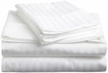 Traditional 300-Thread Count Stripe Egyptian Cotton Waterbed Sheet Set  - White