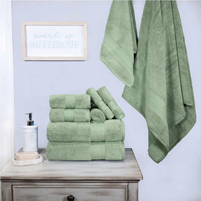  Superior Premium Turkish Cotton Assorted 9-Piece Towel Set - Olive Green