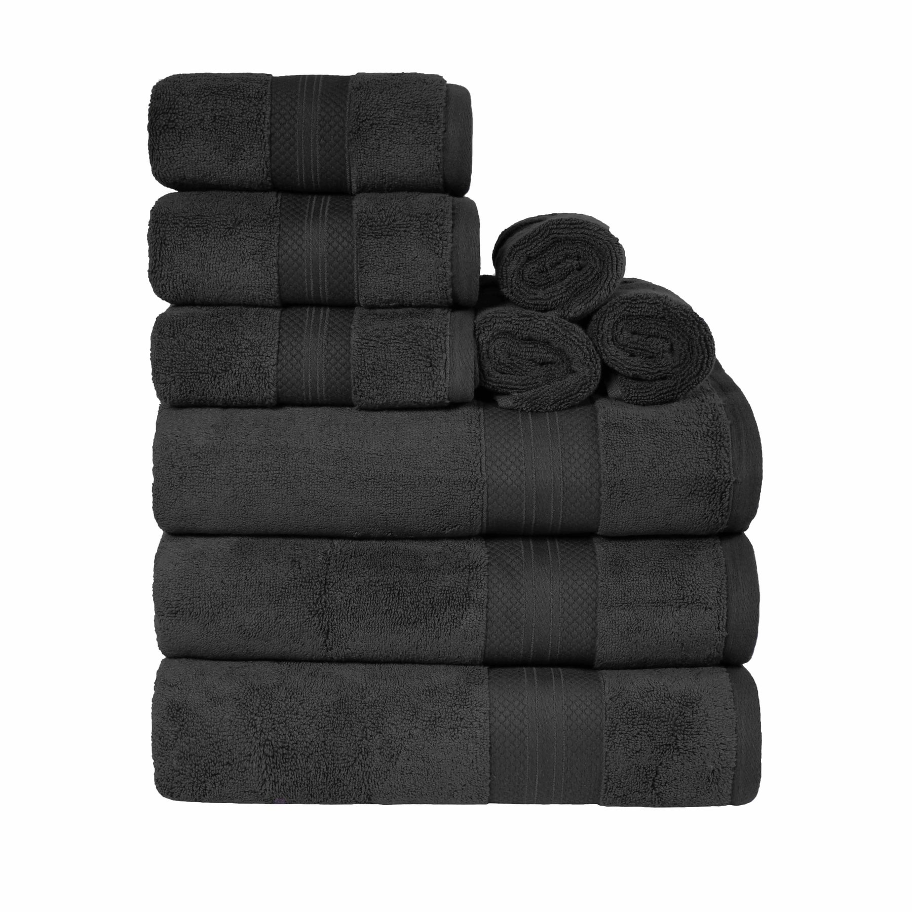  Superior Premium Turkish Cotton Assorted 9-Piece Towel Set - Black