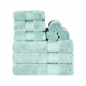  Superior Premium Turkish Cotton Assorted 9-Piece Towel Set - Dusty Aqua