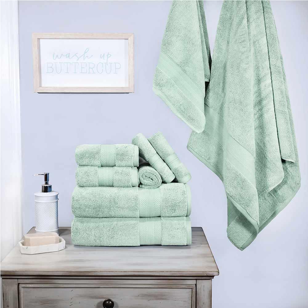  Superior Premium Turkish Cotton Assorted 9-Piece Towel Set - Dusty Green