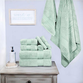  Superior Premium Turkish Cotton Assorted 9-Piece Towel Set - Dusty Green