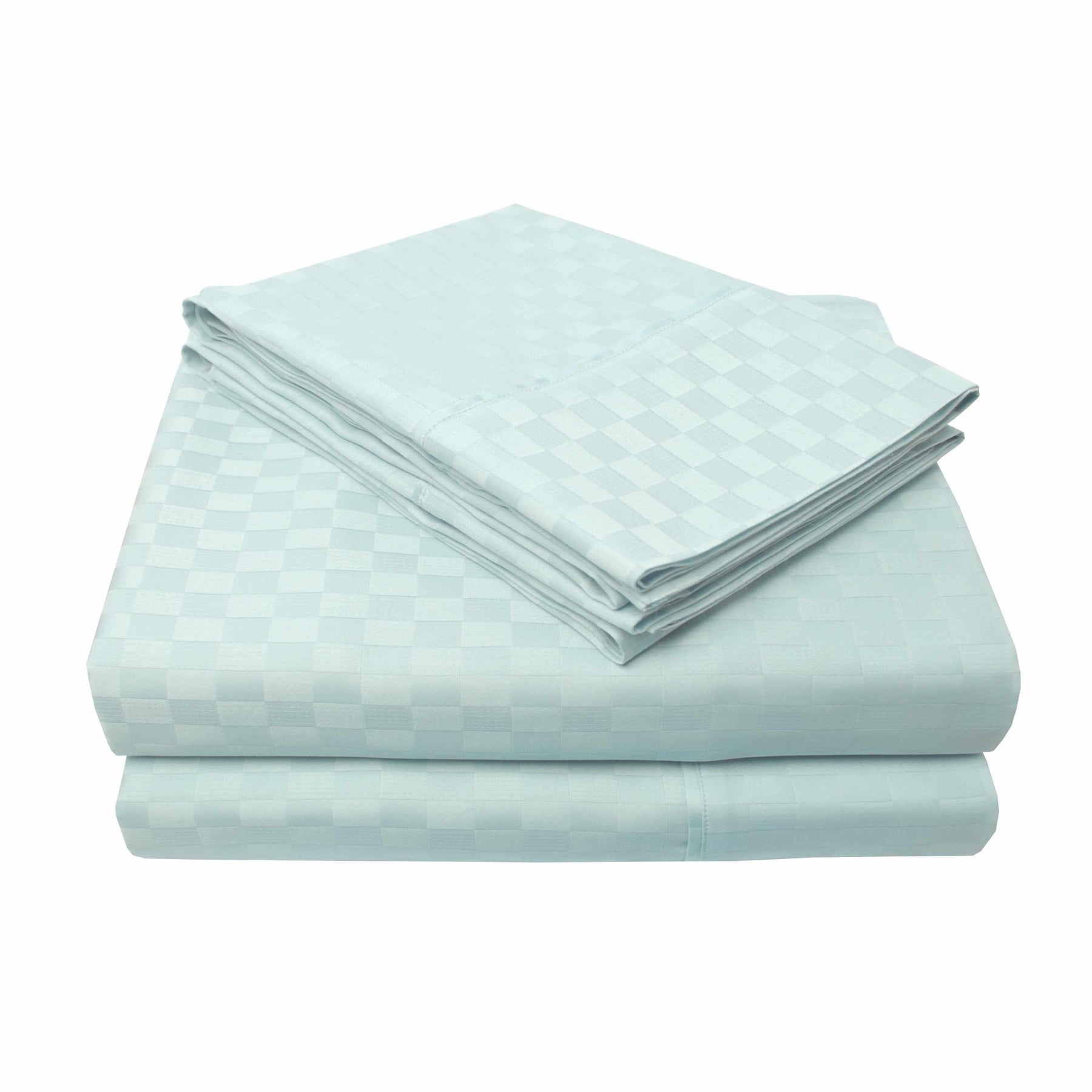 Superior Ultra-Soft 300-Thread Count Checkered absorbent Cotton Bed Sheet Set - Light Blue