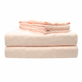 Superior Ultra-Soft 300-Thread Count Checkered absorbent Cotton Bed Sheet Set - Pink