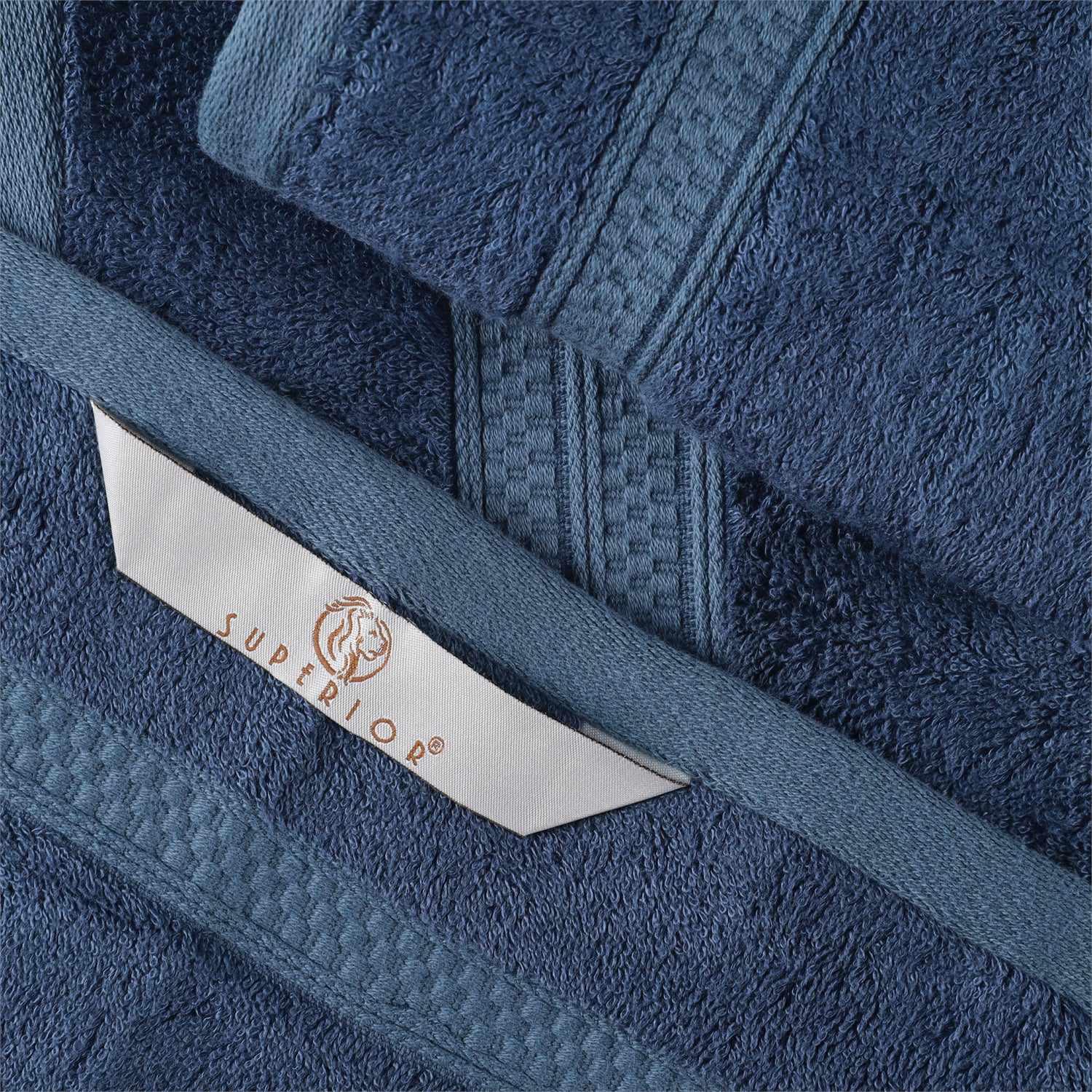  Ultra-Soft Hypoallergenic Rayon from Bamboo Cotton Blend Assorted Bath Towel Set -  River Blue