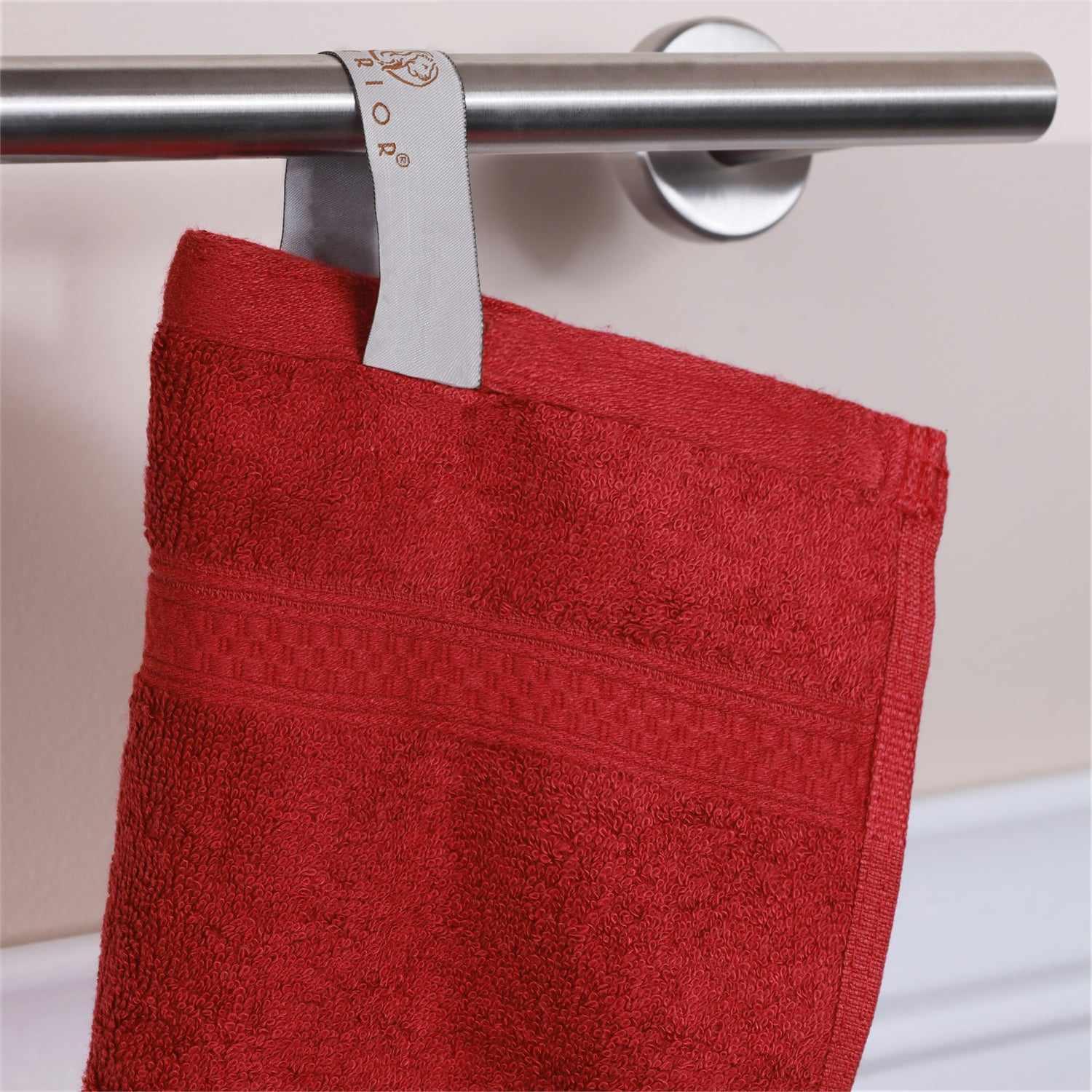  Ultra-Soft Hypoallergenic Rayon from Bamboo Cotton Blend Assorted Bath Towel Set -  Crimson