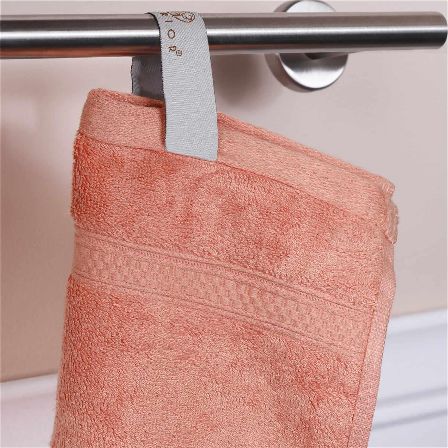  Ultra-Soft Hypoallergenic Rayon from Bamboo Cotton Blend Bath and Face Towel Set -  Salmon