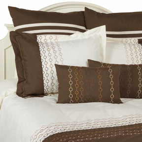 Vanessa Bed in a bag 7-Piece Embroidered Duvet Cover Set - Brown White