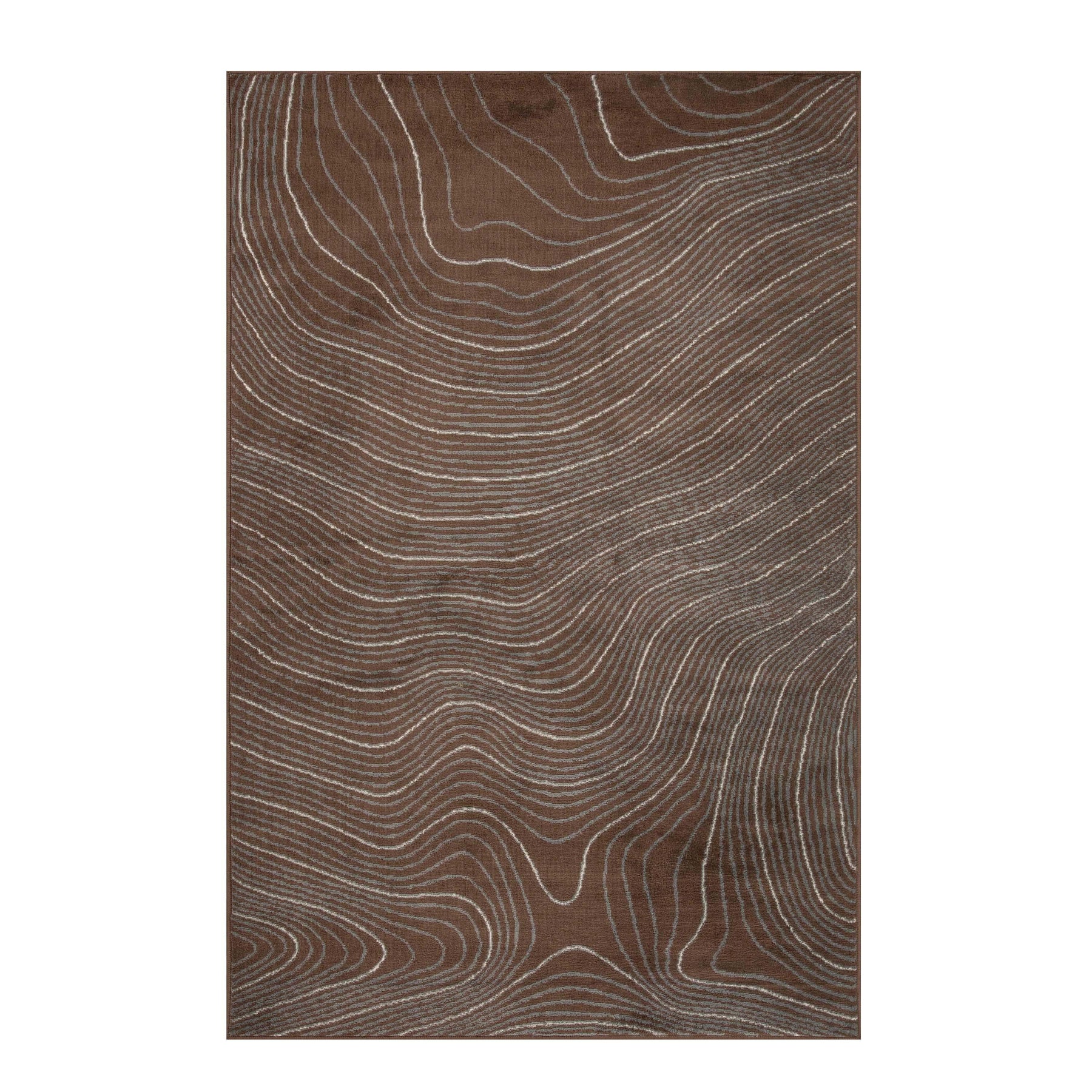 Modern Abstract Line Design Indoor Area Rug or Runner - Chocolate