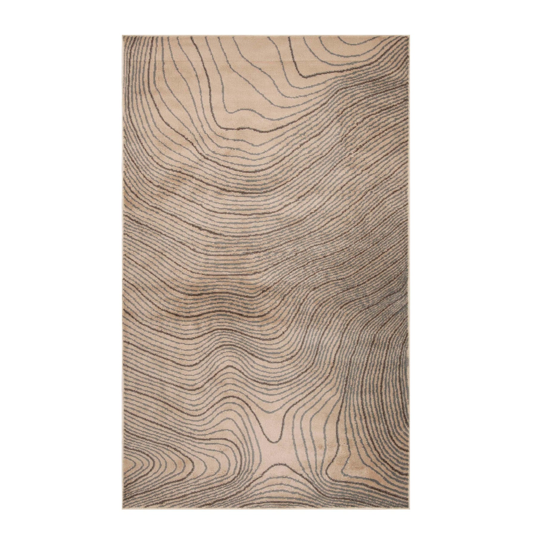 Modern Abstract Line Design Indoor Area Rug or Runner - Beige