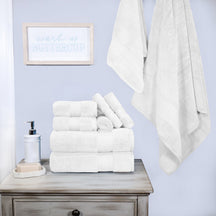 Superior Premium Turkish-Cotton Assorted Towel Set - White