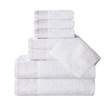 Superior Wisteria Cotton Floral Jacquard 8 Piece Towel Set - White-White
