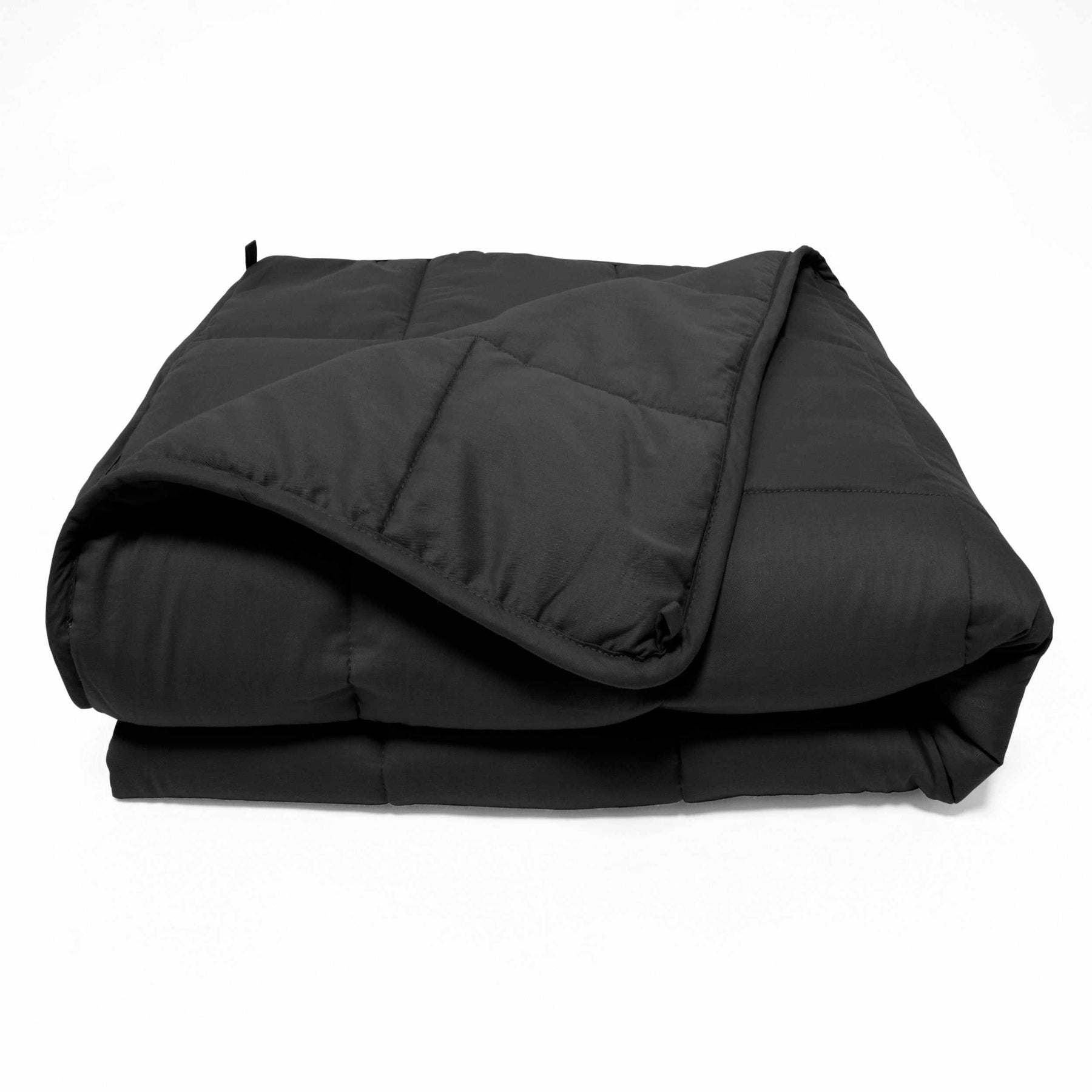 Weighted Quilted Cotton Throw Blanket - Black