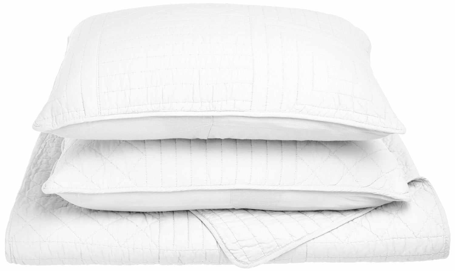 Williams Modern Farmhouse Cotton Geometric Reversible Quilt and Sham Set - White